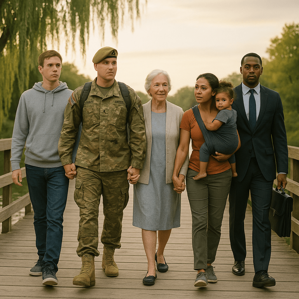 People united on a bridge — Advocate's Bridge